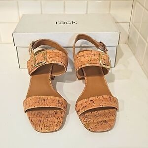 NWT Nordstrom Rack Locklyn Adjustable Slingback Strap Sandal. METALLIC Cork 9M